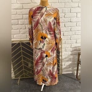 Novella Royale P/S Palm Print Balloon Sleeve Maxi Dress/Swim Coverup